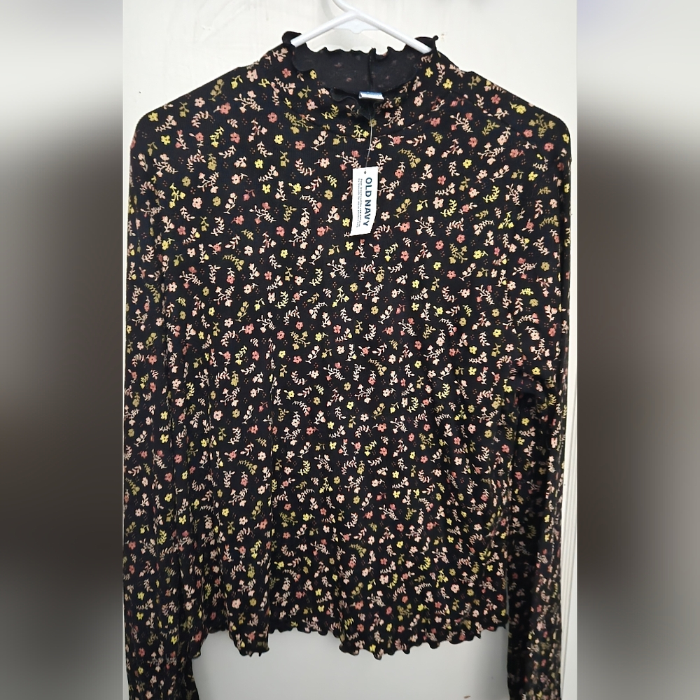 Old Navy Black Floral Midi Skirt - Pink & Green Print